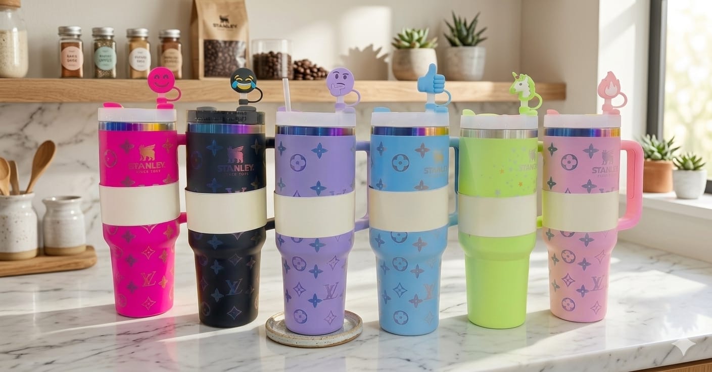 Stanley Tumbler Thermos Cup L.V Printed-Pink