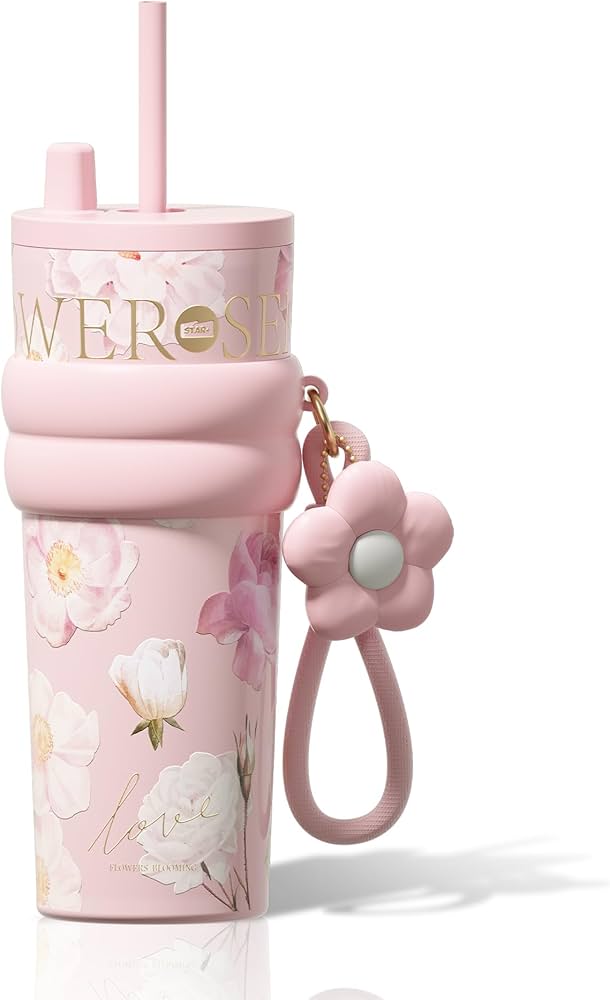 24 oz Stainless Steel Tumbler with Lid and Straw, Insulated Coffee Mug, Leak Proof, Portable Iced Travel Water Bottle,
