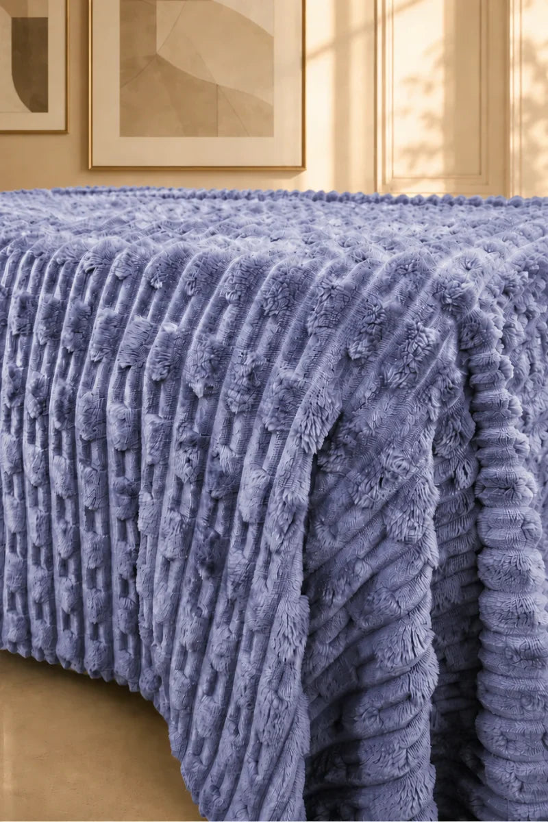 Ice Blue Textured Plush Blanket