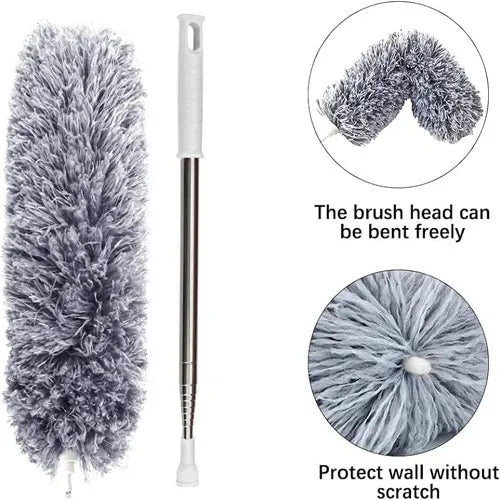 Flexible Microfiber Feather Duster Kit with 30-100 Inches Telescoping Extension Pole