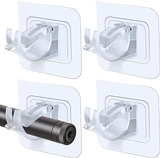 Self Adhesive Curtain Rod Holder Without Drill Curtain Rod Hooks Nail Free Adjustable Curtain Hangers (4PCS)