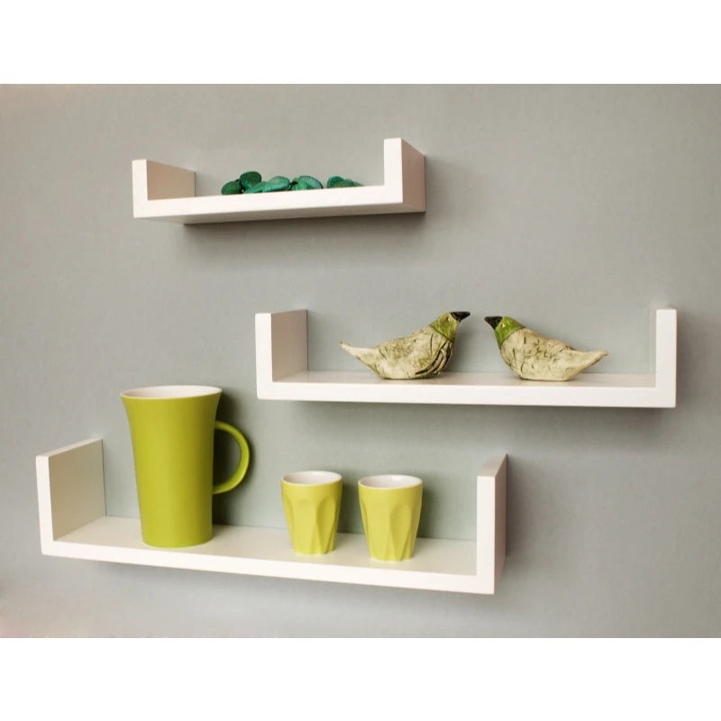 Wall – U-Shaped Floating Shelves Oak Brown Set of 3