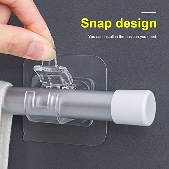Self Adhesive Curtain Rod Holder Without Drill Curtain Rod Hooks Nail Free Adjustable Curtain Hangers (4PCS)