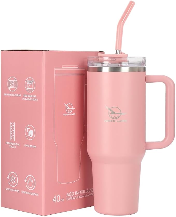 Vento Livre Luxury Matte Travel Tumbler | 40oz Double-Wall Vacuum Insulated Mug with (stainless steel Straw)