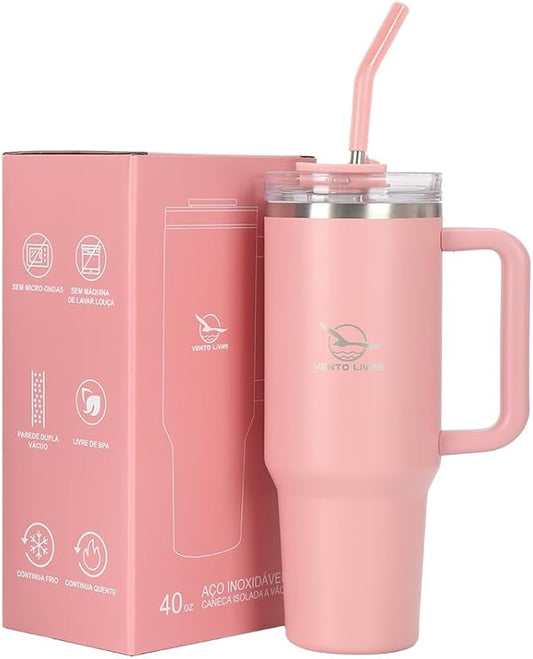 Vento Livre Luxury Matte Travel Tumbler | 40oz Double-Wall Vacuum Insulated Mug with (stainless steel Straw)