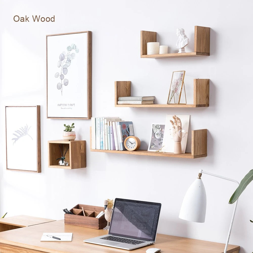 Wall – U-Shaped Floating Shelves Oak Brown Set of 3