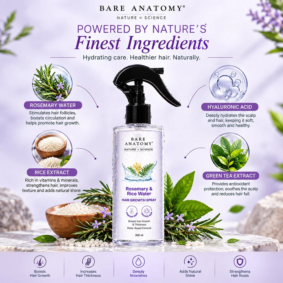 BARE ANATOMY Rosemary & Rice Water Hair Growth Spray (Buy 1 Get 1 Free)