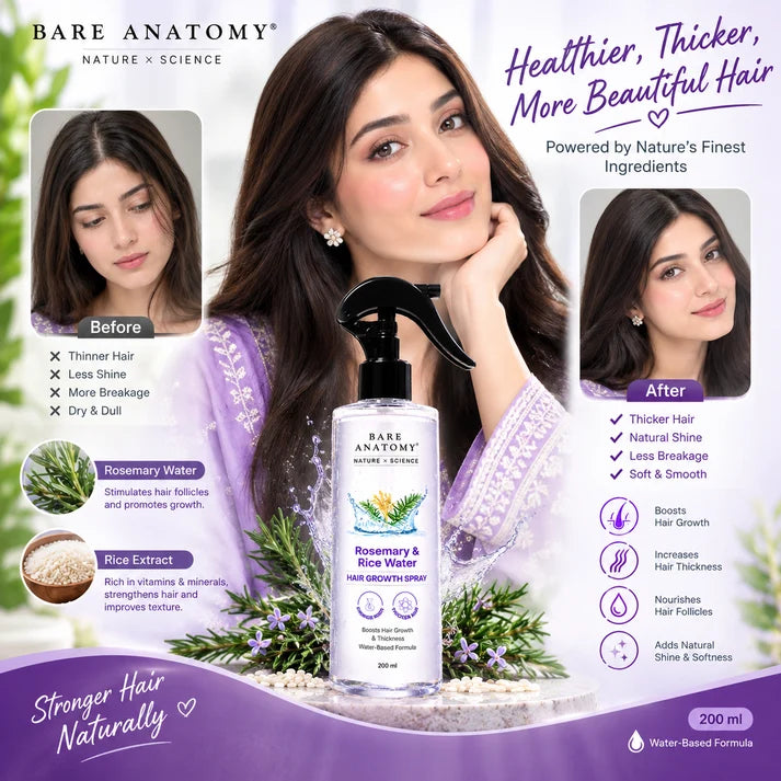 BARE ANATOMY Rosemary & Rice Water Hair Growth Spray (Buy 1 Get 1 Free)