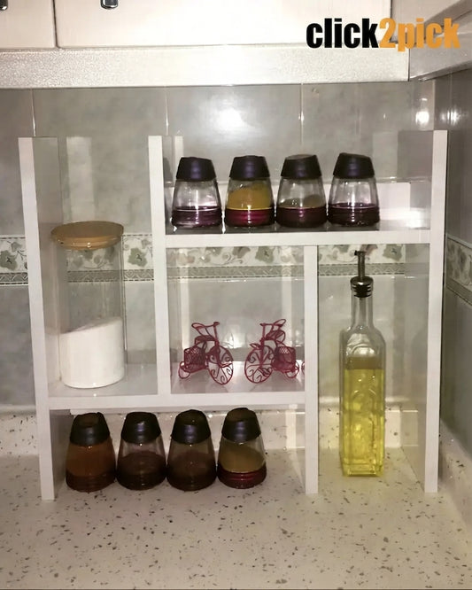 Decorative Counter Organizer - Kitchen Shelf - Wooden Spice Storage