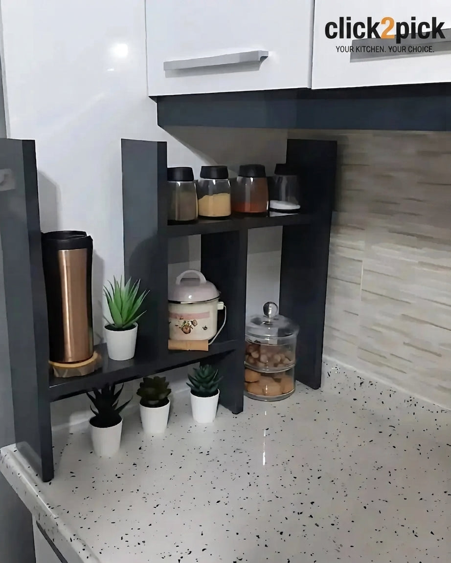 Decorative Counter Organizer - Kitchen Shelf - Wooden Spice Storage