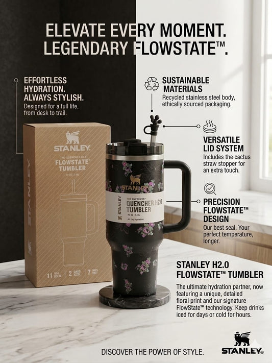 Stanley Tumbler Thermos Cup L.V Printed-Pink