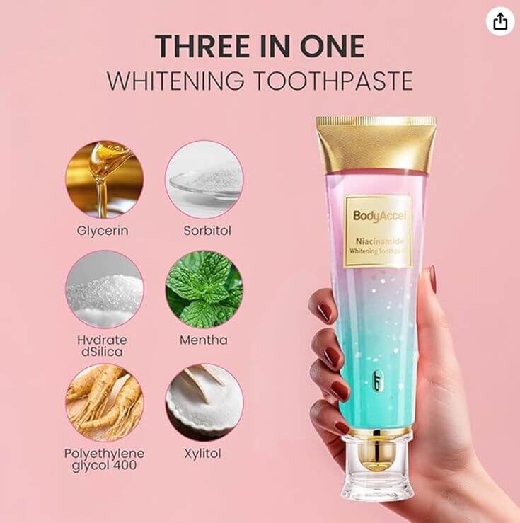 Nicotinamide Brightening Toothpaste Deep Cleaning Yellow Teeth Stains Removal Fresh Breath Enamel Gums Care Whitening Toothpaste