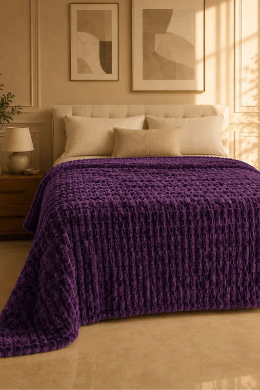 Deep Purple Textured Plush Blanket