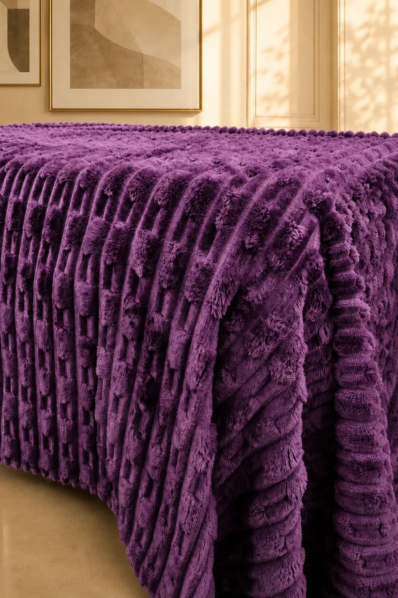 Deep Purple Textured Plush Blanket