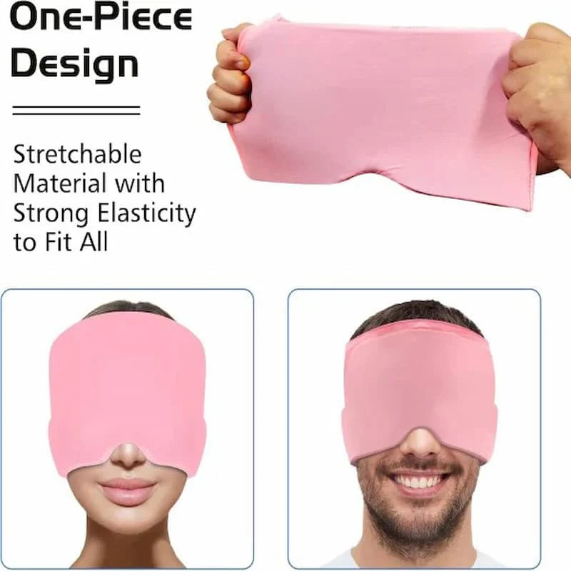 Migraine Relief Cap Hot & Cold Therapy Ice Cap for Headache Relief – Reusable Gel Ice Bead Face Mask & Head Wrap for Tension, Stress, Sinus, & Pain Relief – Soothing Cooling & Heating Sleep Mask for Men & Women