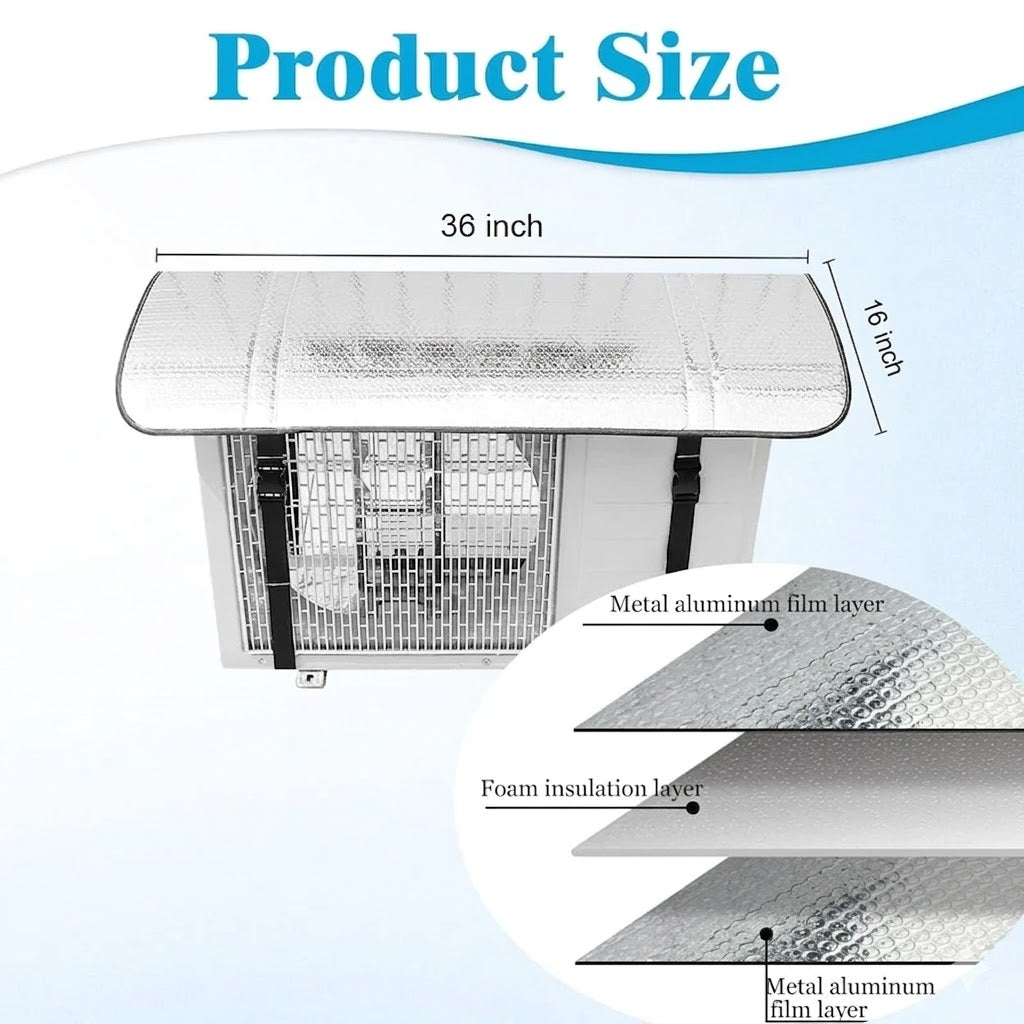 AC Outdoor Unit Protector Aluminum Cover With Straps