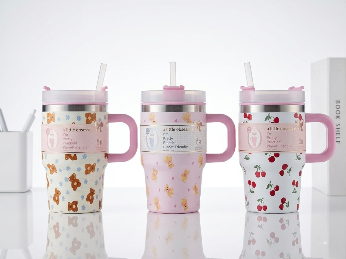 Mini Floral Water Tumbler – 414ml Compact Hydration Bottle | Trendy Everyday Essential
