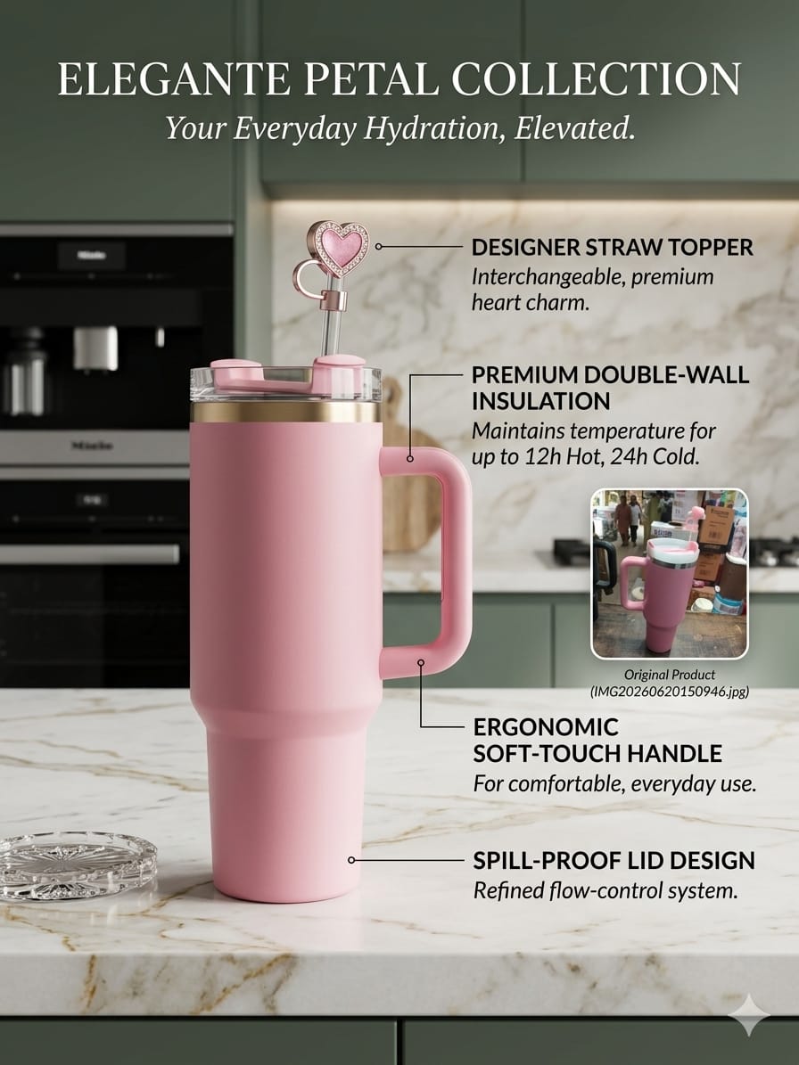 Trendy Levender Tumbler 40 OZ – Solid Vacuum Insulated Travel Flask(with stopper)