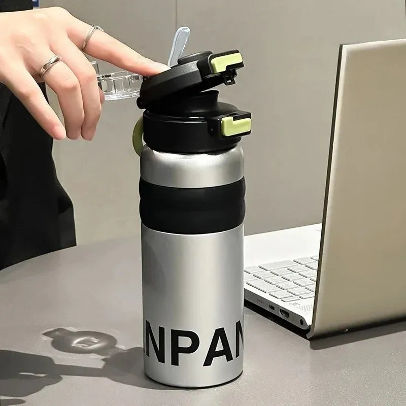 (600Ml) 316 Stainless Steel Insulated Mug Portable Travel Kids Straw Cold and Thermal Thermos Student Water Bottle