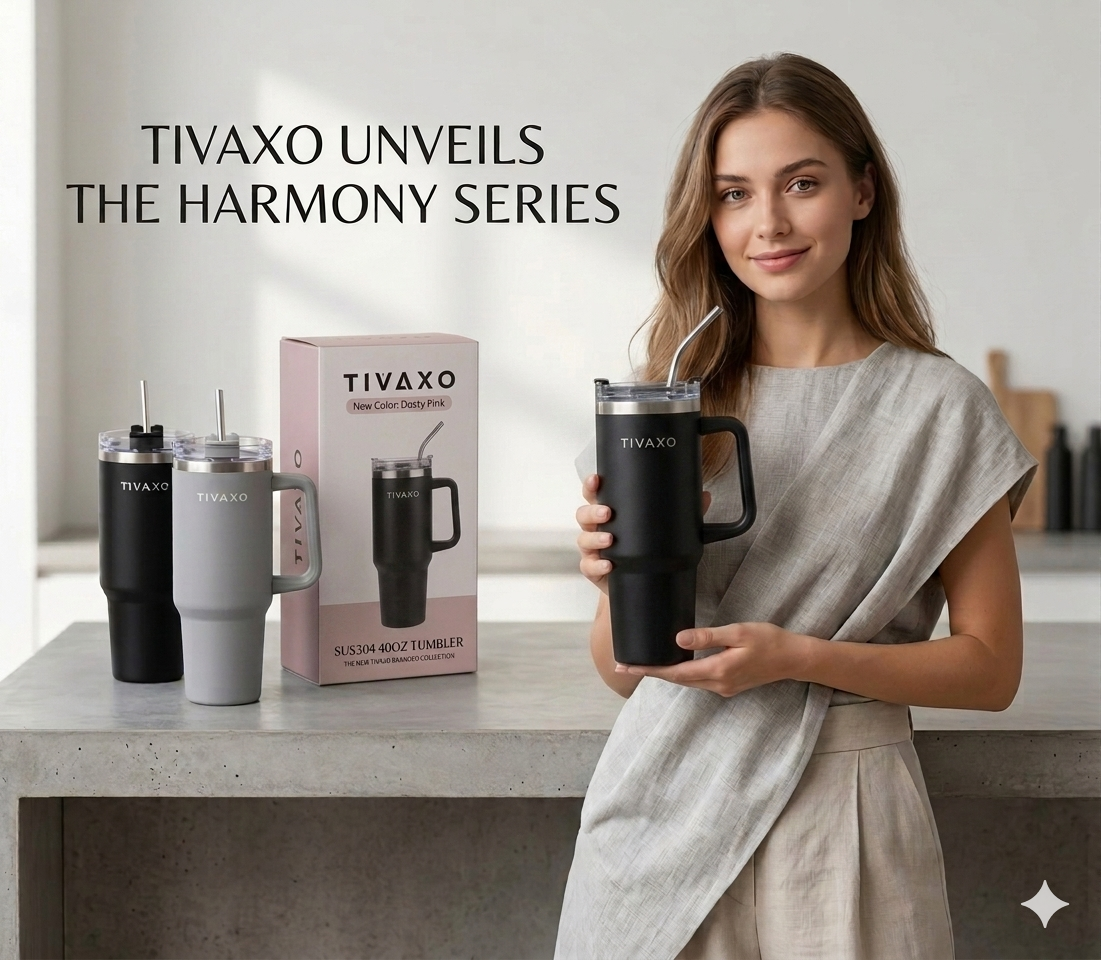 TIVAXO 40 oz Insulated Tumbler with Handle & Stainless Steel Straw – Premium Travel Mug (black)