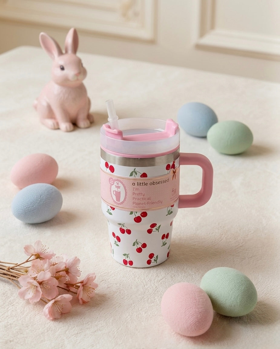 Mini Floral Water Tumbler – 414ml Compact Hydration Bottle | Trendy Everyday Essential