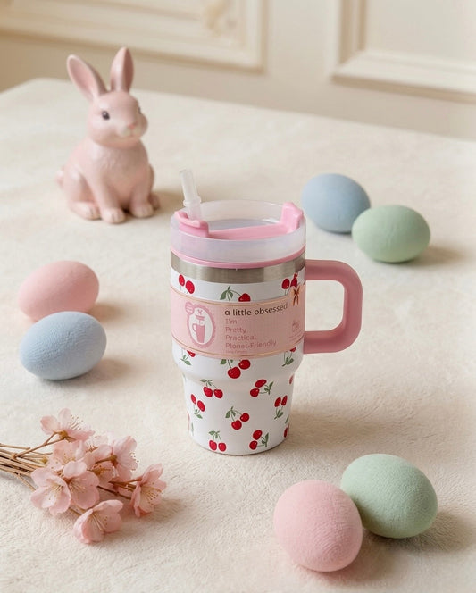 Mini Floral Water Tumbler – 414ml Compact Hydration Bottle | Trendy Everyday Essential