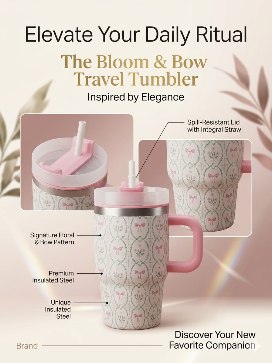 Mini Floral Water Tumbler – 414ml Compact Hydration Bottle | Trendy Everyday Essential