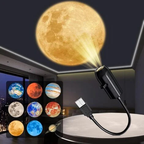 USB Planet Projector Lamp – Multi-Pattern Galaxy Night Light